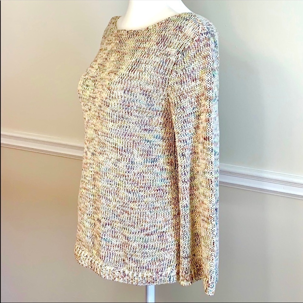 LOFT Lattice Back Multicolor Pullover Sweater M - image 2